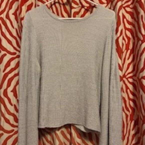 ZARA Top, Light Gray with Bell Sleeves sits at waist, Cotton Rayon blend, Small - Picture 8 of 9
